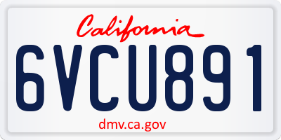 CA license plate 6VCU891