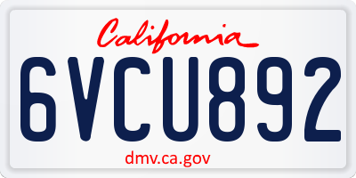 CA license plate 6VCU892