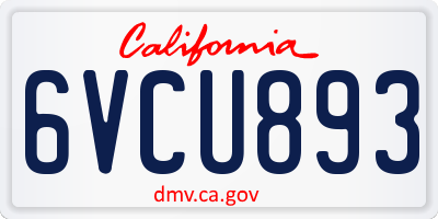 CA license plate 6VCU893