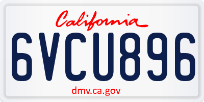 CA license plate 6VCU896