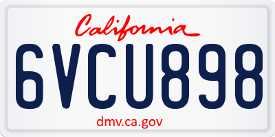 CA license plate 6VCU898