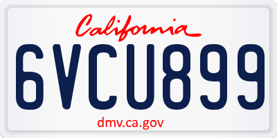 CA license plate 6VCU899
