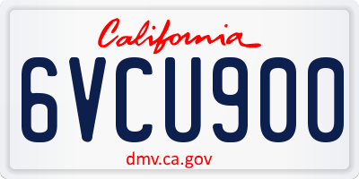 CA license plate 6VCU900
