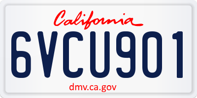 CA license plate 6VCU901