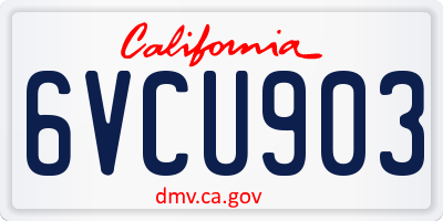 CA license plate 6VCU903