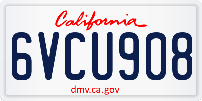 CA license plate 6VCU908
