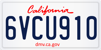 CA license plate 6VCU910
