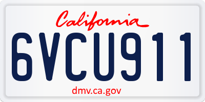 CA license plate 6VCU911