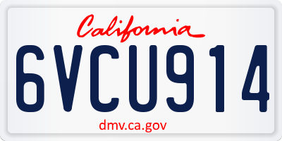 CA license plate 6VCU914