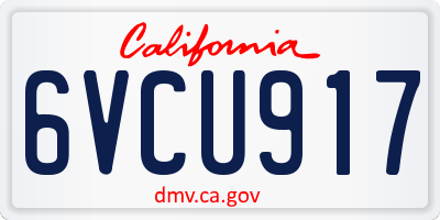 CA license plate 6VCU917
