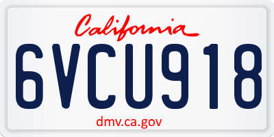 CA license plate 6VCU918