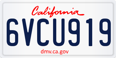 CA license plate 6VCU919
