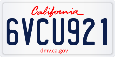 CA license plate 6VCU921