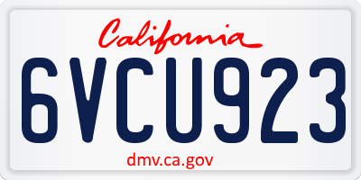 CA license plate 6VCU923