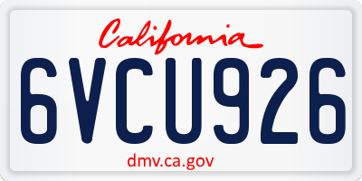 CA license plate 6VCU926
