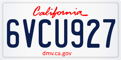 CA license plate 6VCU927