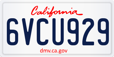 CA license plate 6VCU929