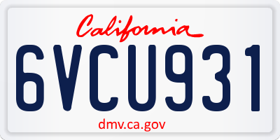CA license plate 6VCU931