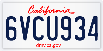 CA license plate 6VCU934