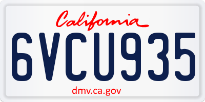 CA license plate 6VCU935