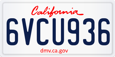 CA license plate 6VCU936