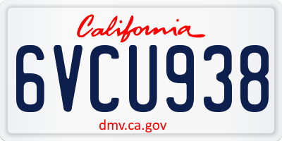 CA license plate 6VCU938