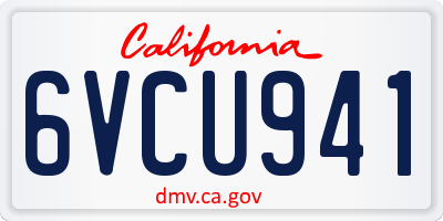CA license plate 6VCU941