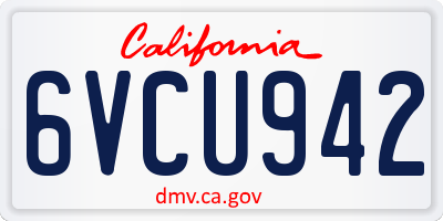 CA license plate 6VCU942