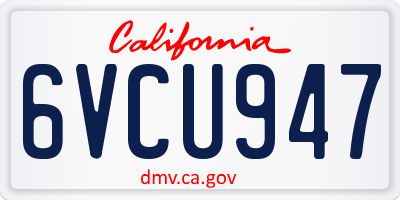 CA license plate 6VCU947