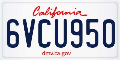 CA license plate 6VCU950