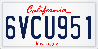 CA license plate 6VCU951