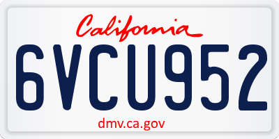 CA license plate 6VCU952