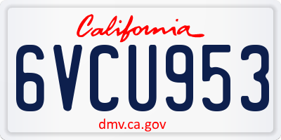 CA license plate 6VCU953