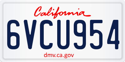 CA license plate 6VCU954