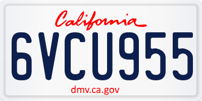 CA license plate 6VCU955