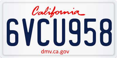CA license plate 6VCU958