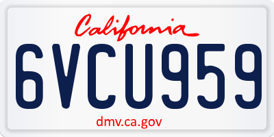 CA license plate 6VCU959