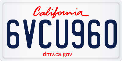 CA license plate 6VCU960