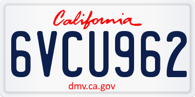 CA license plate 6VCU962