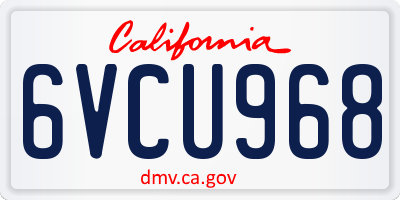 CA license plate 6VCU968