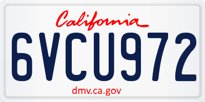 CA license plate 6VCU972
