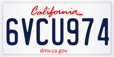 CA license plate 6VCU974