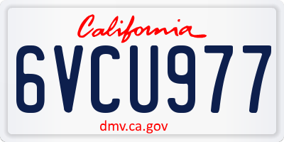 CA license plate 6VCU977