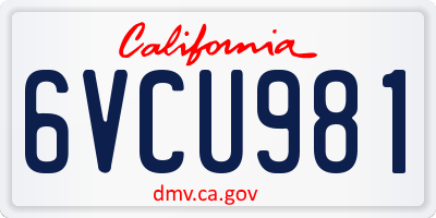 CA license plate 6VCU981