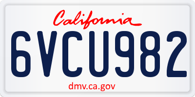 CA license plate 6VCU982