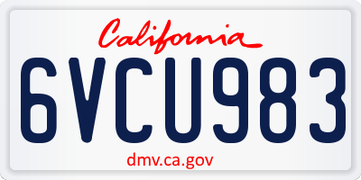 CA license plate 6VCU983