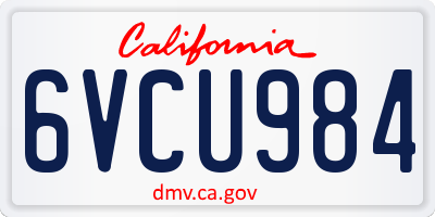 CA license plate 6VCU984