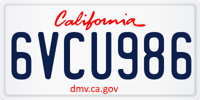 CA license plate 6VCU986