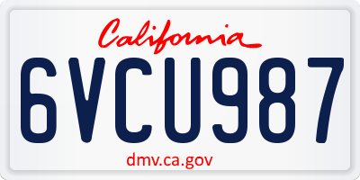 CA license plate 6VCU987