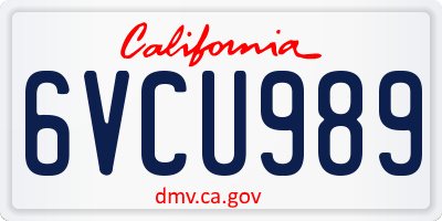CA license plate 6VCU989